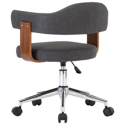 vidaXL Snurrbar kontorsstol böjträ och tyg grå