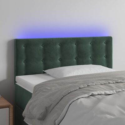 vidaXL Sänggavel LED mörkgrön 80x5x78/88 cm sammet