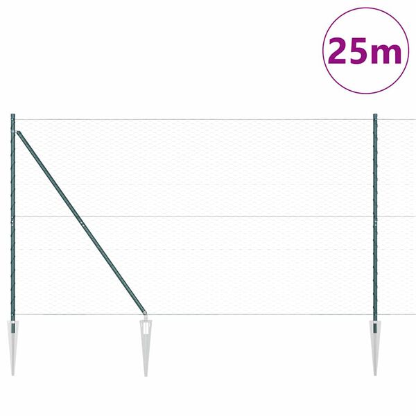 vidaXL St&auml;ngselstolpe Gr&ouml;n 25 x 1,5 m (36 mm n&auml;t) St&aring;l
