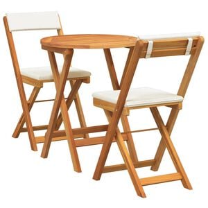 vidaXL Tr&auml;dg&aring;rdsm&ouml;belset med kudde 3 pcs Olivenatur Massivt Akaciatr&auml;