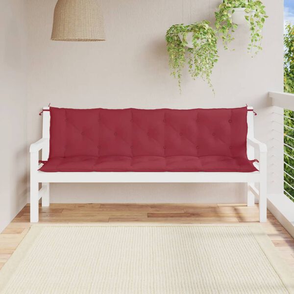 vidaXL Bänkdynor för trädgården 2st vinröd 180x50x7cm oxfordtyg