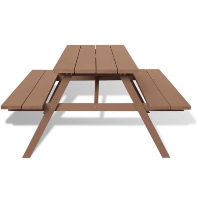 vidaXL Picknickbord med bänkar brun 150x139x72,5 cm WPC