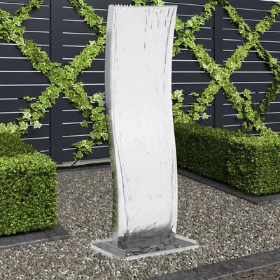 vidaXL Trädgårdsfontän med pump rostfritt stål 130 cm S-formad