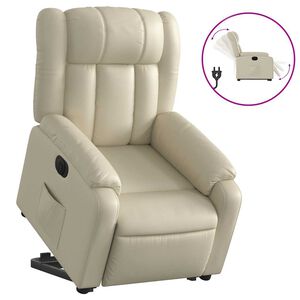vidaXL Reclinerf&aring;t&ouml;lj med uppresningshj&auml;lp gr&auml;ddvit konstl&auml;der