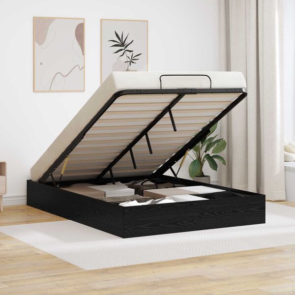 vidaXL Ottoman S&auml;ngram Svart Ek 203 x 140 x 25 cm Konstruerat tr&auml;