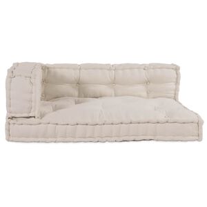 vidaXL Pallettsoffa Kudde 3 st Tyg Gr&auml;ddvit 120 x 80 x 34 cm