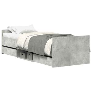 vidaXL S&auml;ngram med huvudgavel och fotgavel betonggr&aring; 100x200 cm