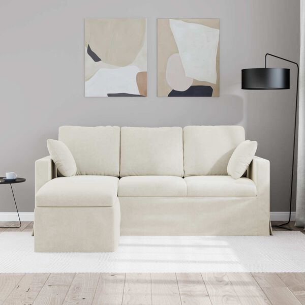 vidaXL Soffa Kr&auml;m 198 x 134 x 80 cm Sammet
