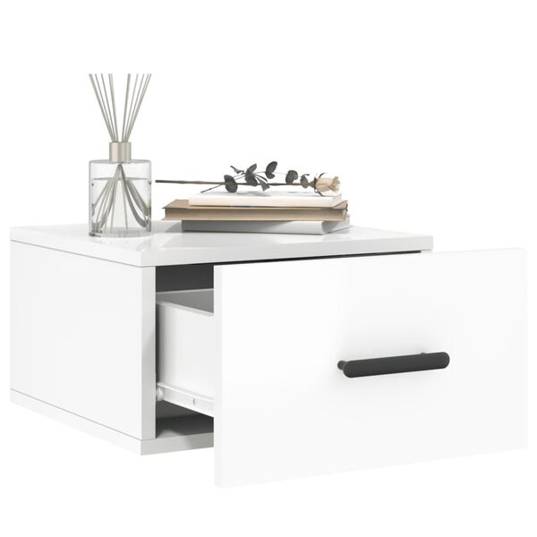 vidaXL V&auml;ggmonterade s&auml;ngbord 2 st vit h&ouml;gglans 35x35x20 cm