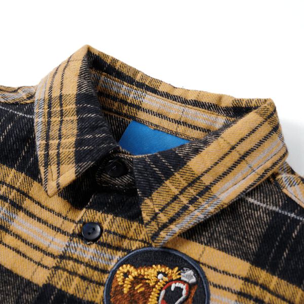 Flanellskjorta f&ouml;r barn gul och svart 104