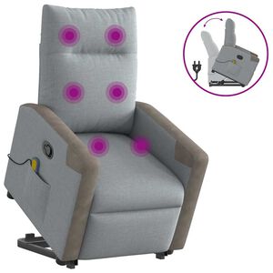 vidaXL Massagef&aring;t&ouml;lj med uppresningshj&auml;lp ljusgr&aring; tyg