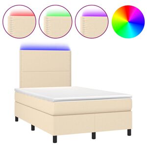vidaXL Rams&auml;ng med madrass & LED gr&auml;ddvit 120x200 cm tyg