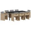 vidaXL Tr&auml;dg&aring;rdsm&ouml;belset 9 pcs Beige konstrotting