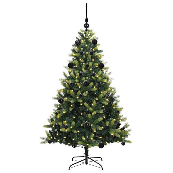 vidaXL Konstgjort Fällbart Julträd 150 LEDs Grön 150 cm PVC och PE