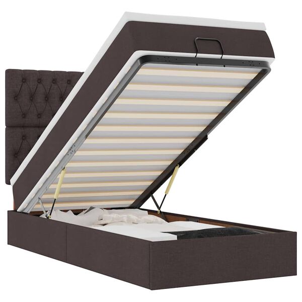 vidaXL Ottoman s&auml;ng med madrass m&ouml;rkbrun 100x200 cm tyg
