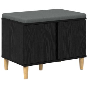 vidaXL Hallb&auml;nk Svart Ek 60 x 38 x 46 cm Konstruerat Tr&auml; och Tyg