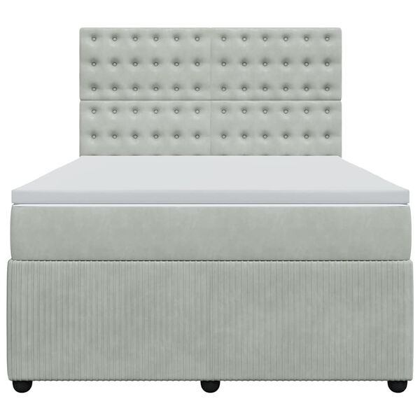 vidaXL Rams&auml;ng med madrass ljusgr&aring; 140x190 cm sammet