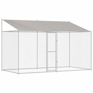 vidaXL Hundbur med tak Silver 400 x 200 x 256 cm St&aring;l och PE