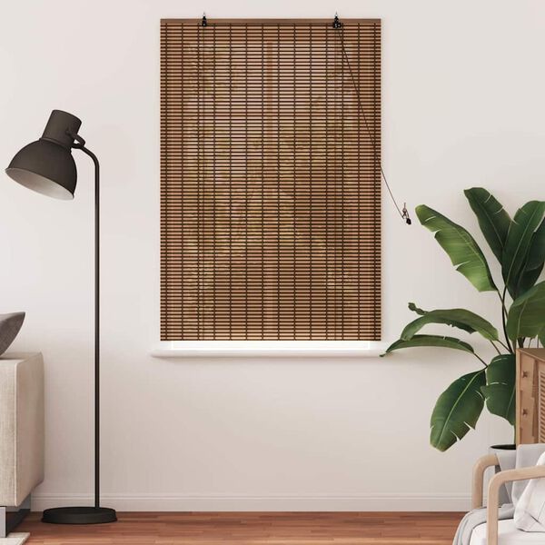 vidaXL Rullgardin med gardiner Brun 100 x 160 cm Bambu