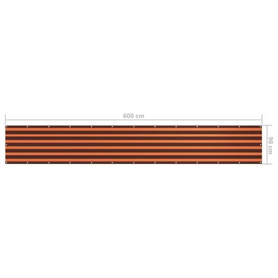 vidaXL Balkongskärm orange och brun 90x600 cm oxfordtyg