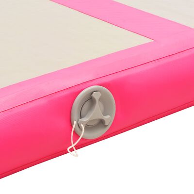 vidaXL Uppblåsbar gymnastikmatta med pump 500x100x10 cm PVC rosa