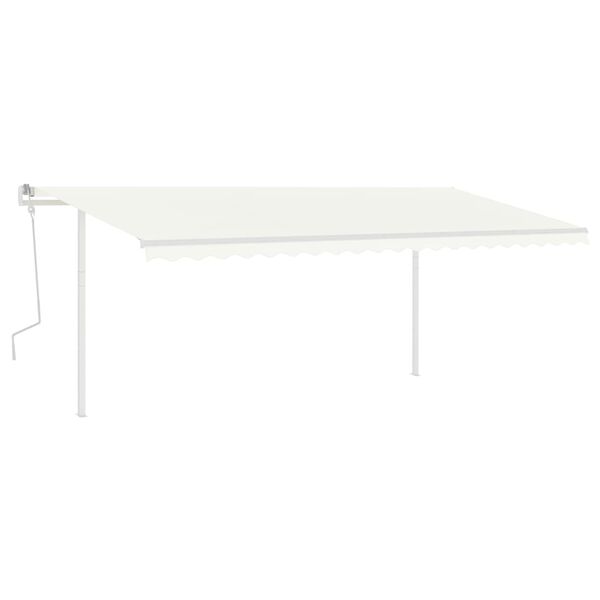 vidaXL Markis manuellt inf&auml;llbar med LED 5x3,5 m gr&auml;ddvit