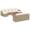 vidaXL Loungegrupp f&ouml;r tr&auml;dg&aring;rden m. dynor 11 delar beige konstrotting