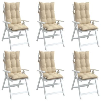 vidaXL Stolsdynor för stolar med hög rygg 6 st beige oxfordtyg