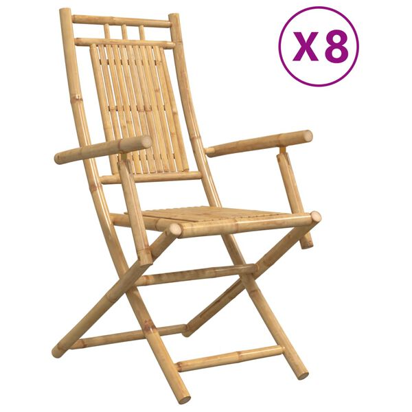 vidaXL Hopf&auml;llbara tr&auml;dg&aring;rdsstolar 8 st 53x66x99 cm bambu