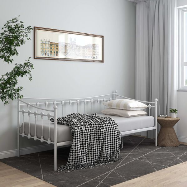 vidaXL S&auml;ngram b&auml;ddsoffa vit metall 90x200 cm