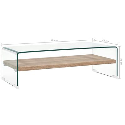 vidaXL Soffbord genomskinlig 98x45x31 cm härdat glas