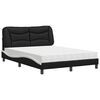 vidaXL Bed with Mattress "Hvar" Black and White 140x190 cm Faux Leather