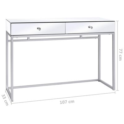 vidaXL Konsolbord med spegel stål och glas 107x33x77 cm