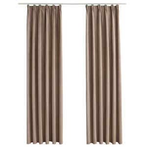 vidaXL M&ouml;rkl&auml;ggningsgardiner med krokar 2 st taupe 140x225 cm