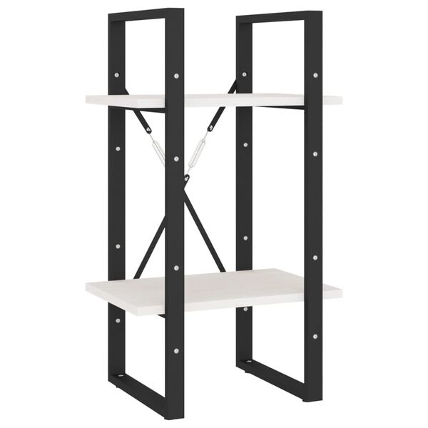 vidaXL Bokhylla 2 hyllplan vit 40x30x70 cm massiv furu
