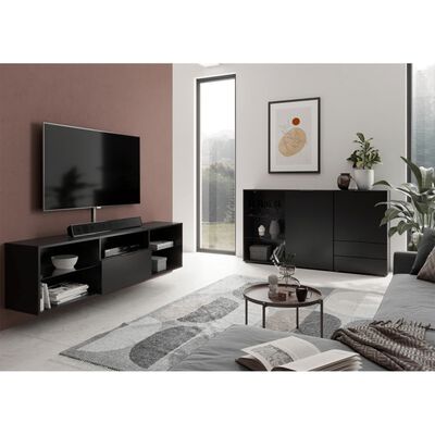 FMD Tv-bänk 153,5x31,7x52 cm svart