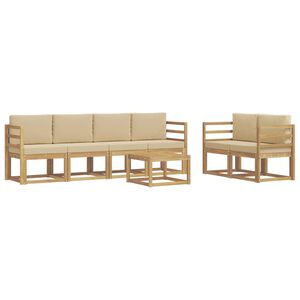 vidaXL Utomhussoffset med kudde 7 pcs Vit och Beige