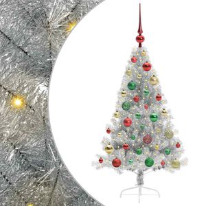 vidaXL Konstgjord F&ouml;rbelyst Julgran Silver 120 cm PET