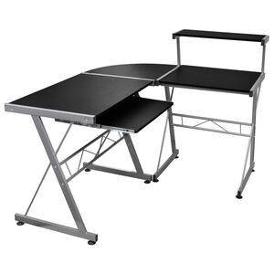 vidaXL Datorbord h&ouml;rn svart 132x112x99 cm konstruerat tr&auml;