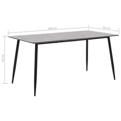 vidaXL Matbord grå 140x70x75 cm MDF