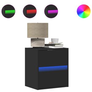 vidaXL V&auml;ggmonterade s&auml;ngbord med LED-lampor 2 st svart
