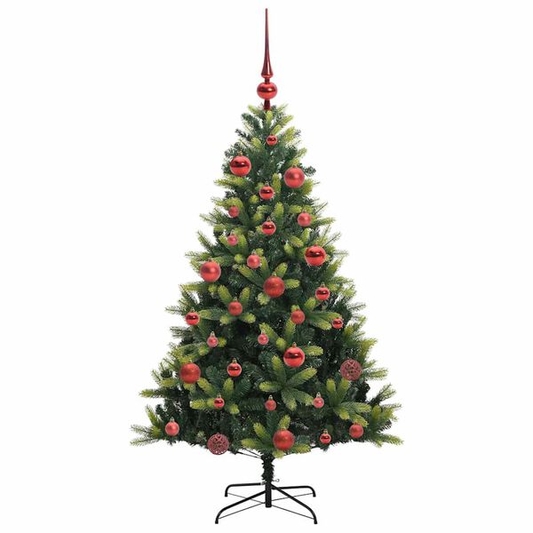 vidaXL Konstgjort F&auml;llbart Jultr&auml;d 150 LEDs Gr&ouml;n 150 cm PVC och PE