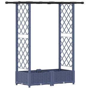 vidaXL Upph&ouml;jd B&auml;dd med Spalj&eacute; och Tak Gr&aring; 122,5 x 40 x 121 cm PP