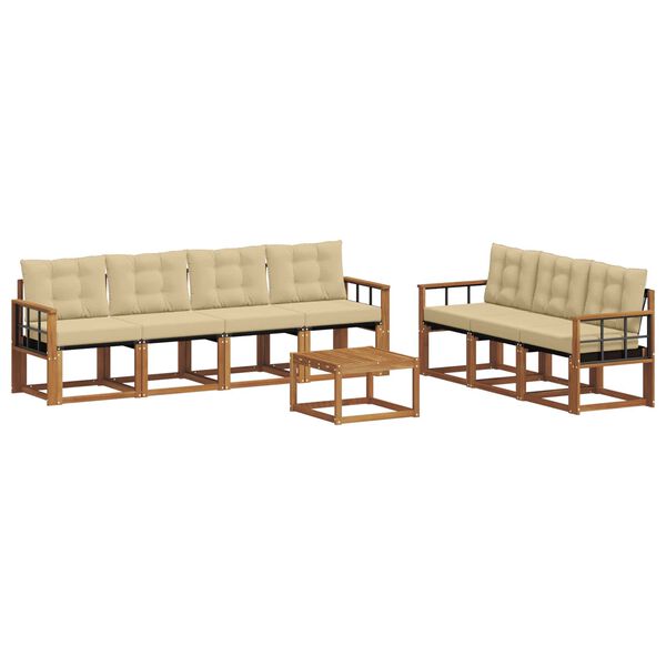 vidaXL Utomhussoffset med kudde 8 pcs Naturlig och Beige