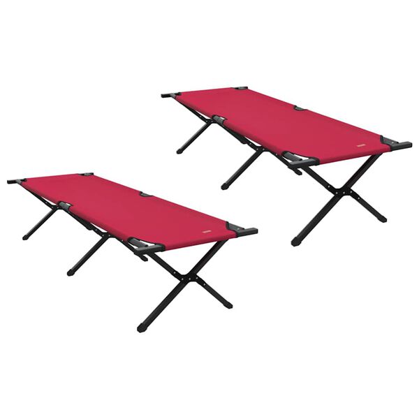 vidaXL F&auml;llbar Camping S&auml;ng 2 pcs R&ouml;d 193 x 69 x 45 cm Oxford tyg