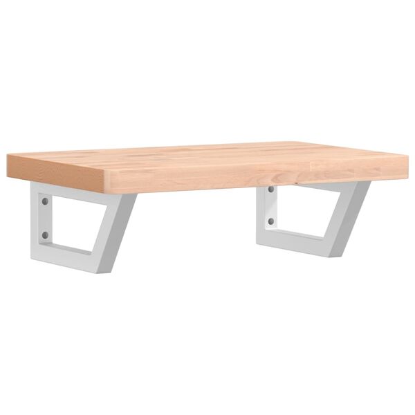 vidaXL V&auml;ggmonterad handfatshylla st&aring;l och massiv bok