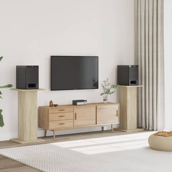 vidaXL H&ouml;gtalarst&auml;ll 2 st sonoma ek 30x30x80 cm konstruerat tr&auml;