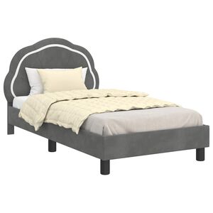 vidaXL Barns&auml;ngram med s&auml;nggavel M&ouml;rkgr&aring; 80 x 160 cm Sammet