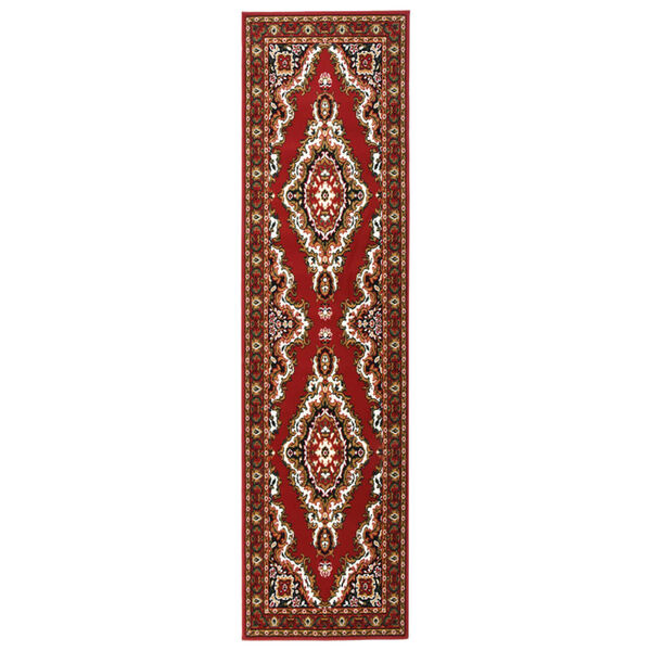 vidaXL G&aring;ngmatta r&ouml;d orientalisk BCF 60x300 cm