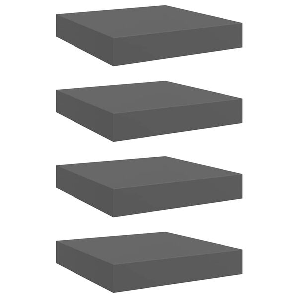 vidaXL Sv&auml;vande v&auml;gghyllor 4 st gr&aring; h&ouml;gglans 23x23,5x3,8 cm MDF